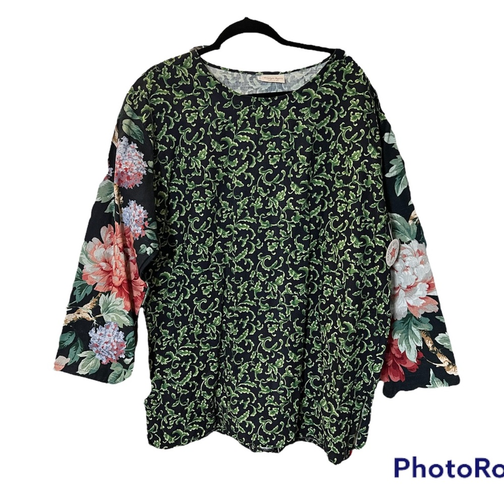 NWT Vintage Evelyn Ayers Tapestry Tunic Top 90’s Grandmacore Coastal Grandma